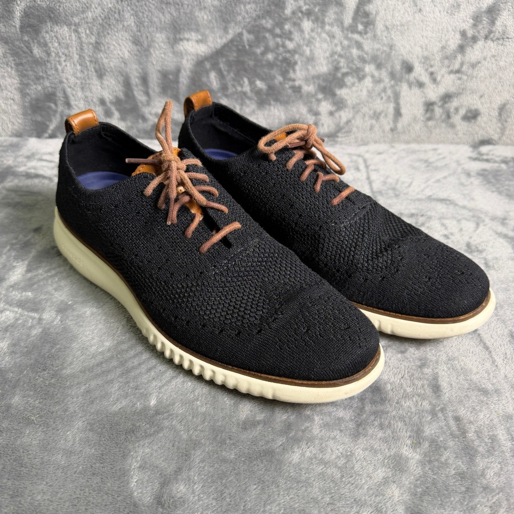 Cole Haan Mens 9.5 M Zerogrand Stitchlite Wingtip Oxford Black Knit C27568